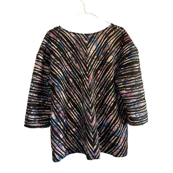 Dana Buchman Multicolor Snakeskin Print Tunic Blouse Black Womens XL 3/4 Sleeves - Picture 2 of 14